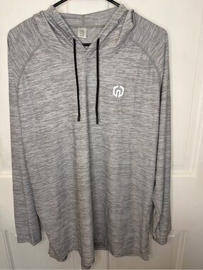 Men's XL NELEUS Gray Heather Knit Pullover Hoodie Long Sleeve Polyester